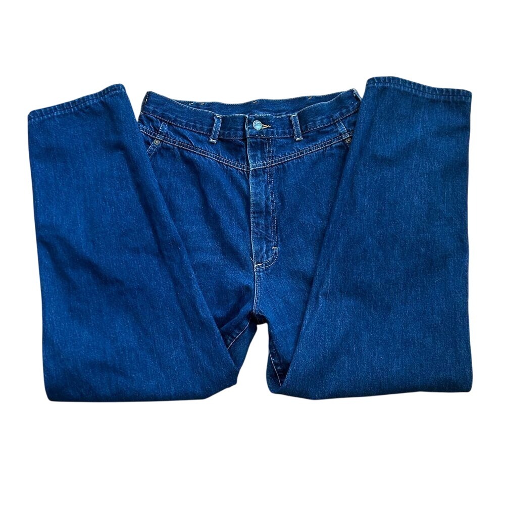 Vintage LEE Riders Mom Jeans High Rise  Blue Denim Pleated Taper Leg 80  sz 32 P